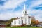 Traditional white church in a small mountain town