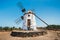 Traditional white stony windmill at Fuertaventua