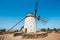 Traditional white stony windmill at Fuertaventura