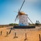 Traditional white stony windmill at Fuertaventura, Canary