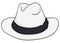 Traditional white straw hat in cartoon style, Vector illustration