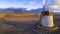 Traditional windmill over sunset. Canary islands, Tefia village