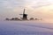 Traditional windmill in winter in the Netherlands