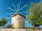 Traditional windmills in Alacati, Izmir province, Turkey.
