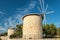 Traditional windmills in Alacati, Izmir province, Turkey.