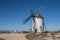 Traditional windmills in Consuegra at sunset, Toledo, Spain