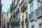 Traditional windows and balconies in Bairro Alto, Lisbon, Portugal