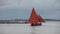 Traditional wooden boat Galway Hooker, leaving docks