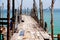 Traditional wooden bridge on the beach.