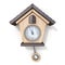 Traditional wooden cuckoo clock Front view 3D