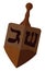 Traditional wooden dreidel toy with Hebrew letters, Vector illustration