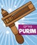 Traditional Wooden Gragger for Jewish Celebration of Purim, Vector Illustration