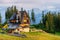 Traditional wooden house in the mountains on a green field Mountains, Poland