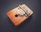 Traditional wooden kalimba isolated on black