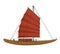 Traditional Wooden Sailboat Isolated