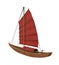 Traditional Wooden Sailboat Isolated
