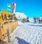 Traditional wooden sleigh at the bar, Schmitten mount, Zell am See, Austria