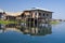 Traditional wooden stilt houses at the Inle lake