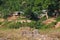 Traditional wooden village and agriculture at the Mekong river in Laos