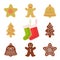 Traditional xmas cookies symbols: gingerbread, christmas tree, s