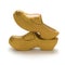 Traditional yellow Dutch wooden shoes