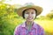 Traditional young Burmese female farmer