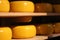 Traditional zaanse schans cheese in The Netherlands. Hand made farm cheese.