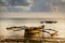 Traditional Zanzibar boat on the beach in morning light