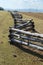 Traditional zigzag fence protecting a pasture in Buryatia. Tunkinskaya valley