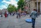 Trafalgar Square, London, UK - July 21, 2017: Street entertaine