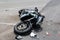 Traffic accident between a car and a motorcycle