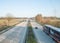 Traffic on the autobahn, the view from the bridge over the road