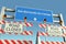 Traffic barricades near Sao Bernardo do Campo city traffic sign. Quarantine or lockdown in Brazil conceptual 3D