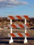 Traffic Barrier Warning Sign at Road Construction