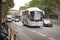 Traffic: buses, motorcycles, cars in the central streets of Paris