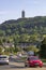 Traffic on the busy roads under the watchful gaze of Scrabo Tower on Scrabo Hill