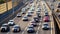 Traffic of cars on the bridge. Defocused video