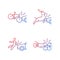 Traffic collision scenarios gradient linear vector icons set