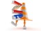 Traffic cone character carrying books