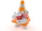 Traffic cone character holding popcorn and soda