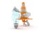 Traffic cone character with light bulb