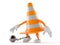 Traffic cone character with prison ball