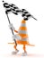 Traffic cone character waving race flag