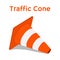 Traffic cone, equipment for safety, road. Cartoon flat style. Vector