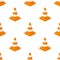 Traffic Cone Flat Icon Seamless Pattern