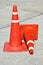 Traffic cone on road