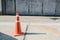 Traffic cone to mark road works or temporary obstruction.