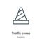 Traffic cones outline vector icon. Thin line black traffic cones icon, flat vector simple element illustration from editable