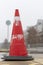 Traffic cones on the wet road. Caution ,danger, warning signs