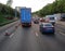 Traffic congestion on M6 motorway UK 04-06-2021